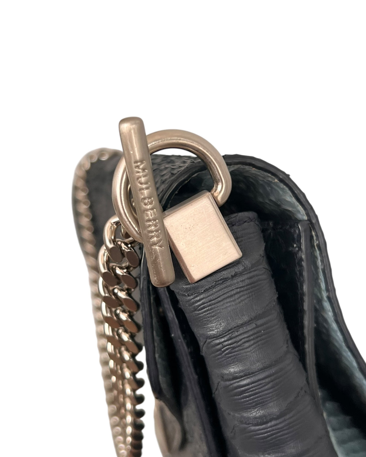 Mulberry Delphine Reversible Shoulder Bag – Midnight Blue &amp; Sky Blue Python-Embossed Leather - The Luxury Savvy