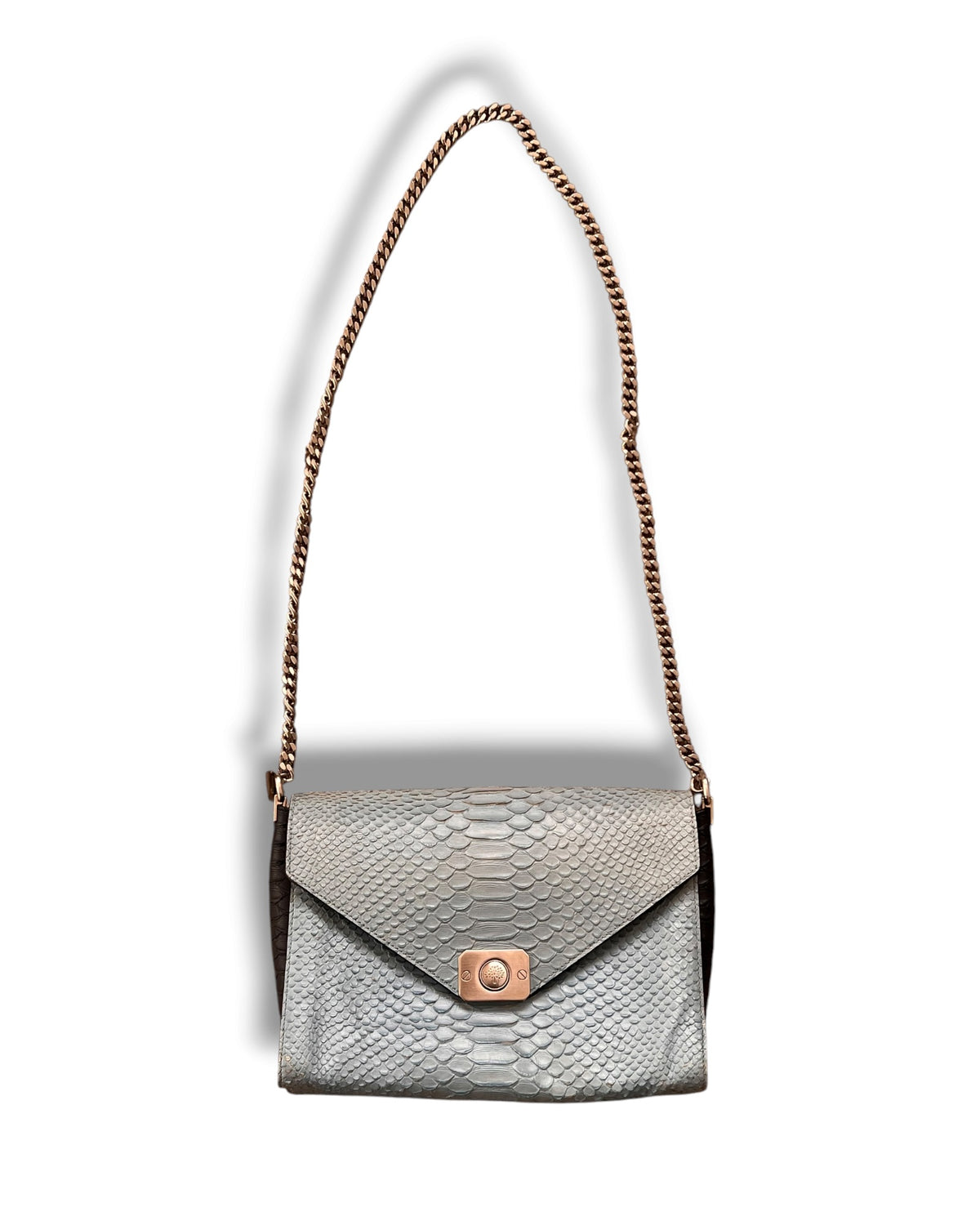 Mulberry Delphine Reversible Shoulder Bag – Midnight Blue &amp; Sky Blue Python-Embossed Leather - The Luxury Savvy