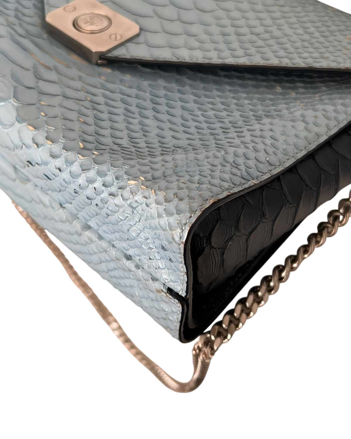 Mulberry Delphine Reversible Shoulder Bag – Midnight Blue &amp; Sky Blue Python-Embossed Leather - The Luxury Savvy