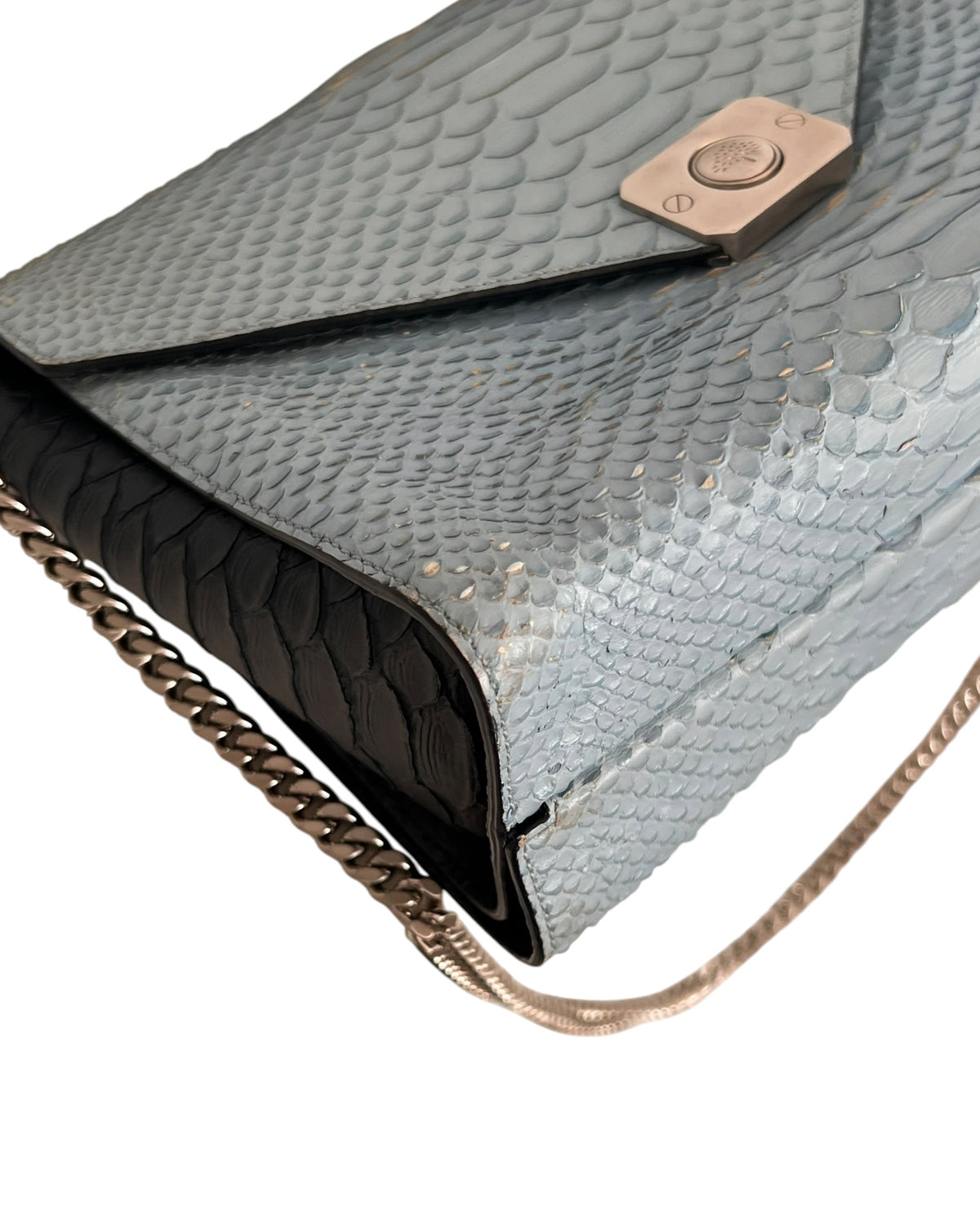 Mulberry Delphine Reversible Shoulder Bag – Midnight Blue &amp; Sky Blue Python-Embossed Leather - The Luxury Savvy